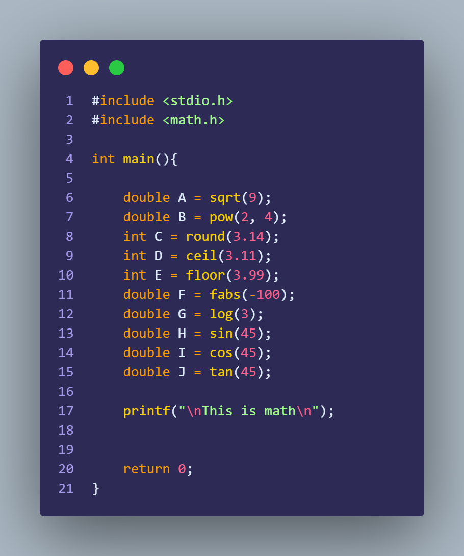 C Math Functions