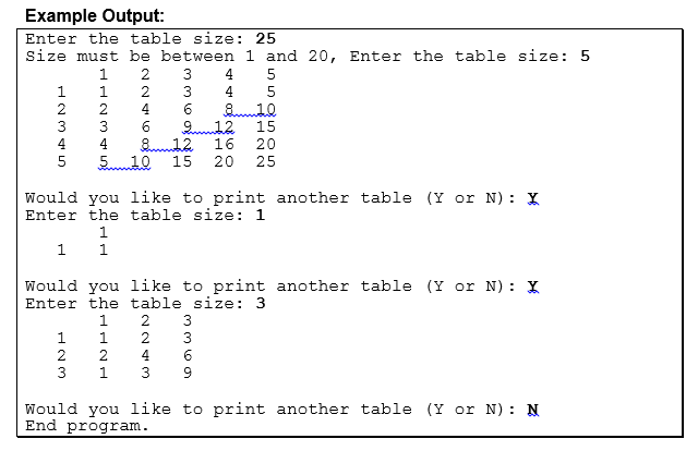 Table Size