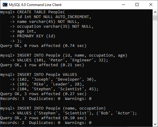 MySQL INSERT INTO